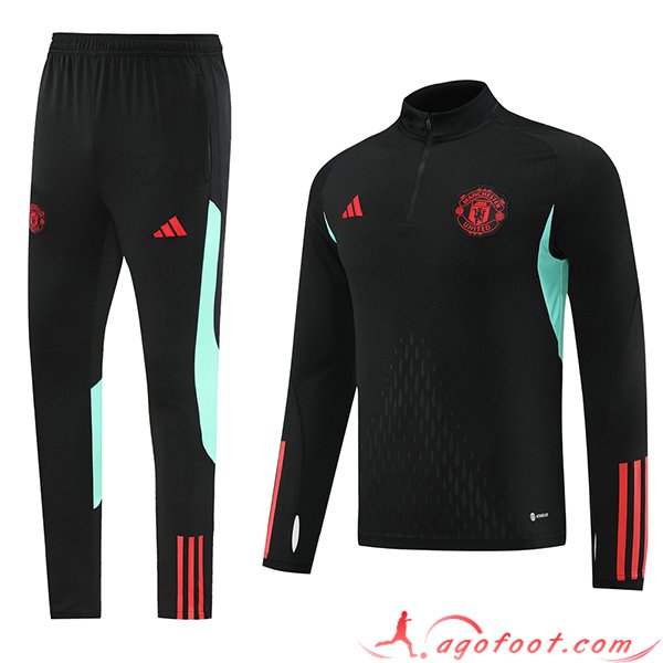 Ensemble Survetement de Foot Manchester United Noir/Bleu/Rouge 2023/2024