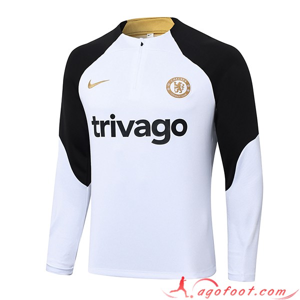 Sweatshirt Training FC Chelsea Blanc/Noir 2023/2024