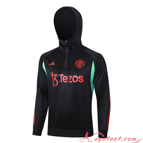 Sweatshirt Training Capuche Manchester United Noir/Rouge/Vert 2023/2024