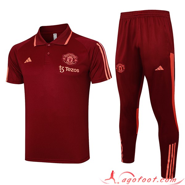 Ensemble Polo Foot Manchester United Rouge 2023/2024