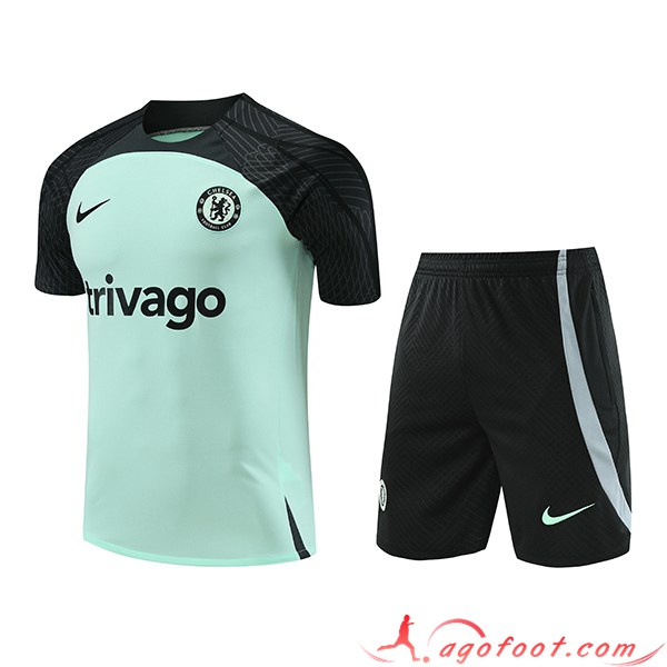 Ensemble Training T-Shirts + Shorts FC Chelsea Vert/Noir 2023/2024