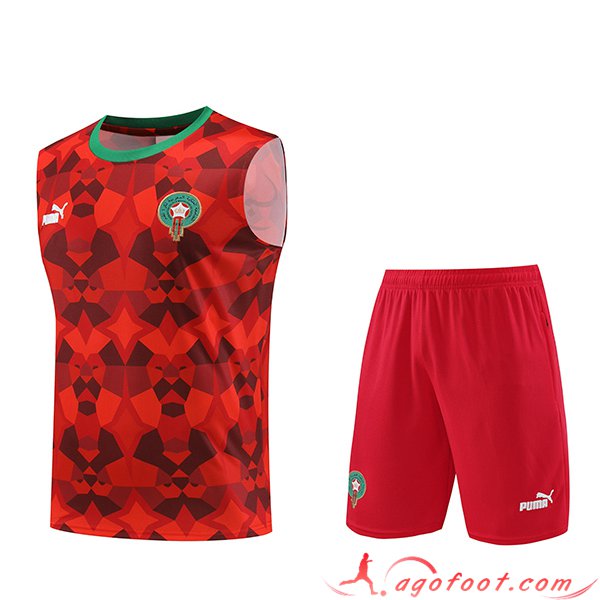 Ensemble Training Debardeur + Shorts Maroc Rouge 2023/2024