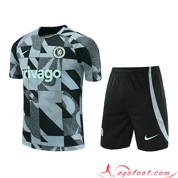 Ensemble Training T-Shirts + Shorts FC Chelsea Vert/Noir/Gris 2023/2024
