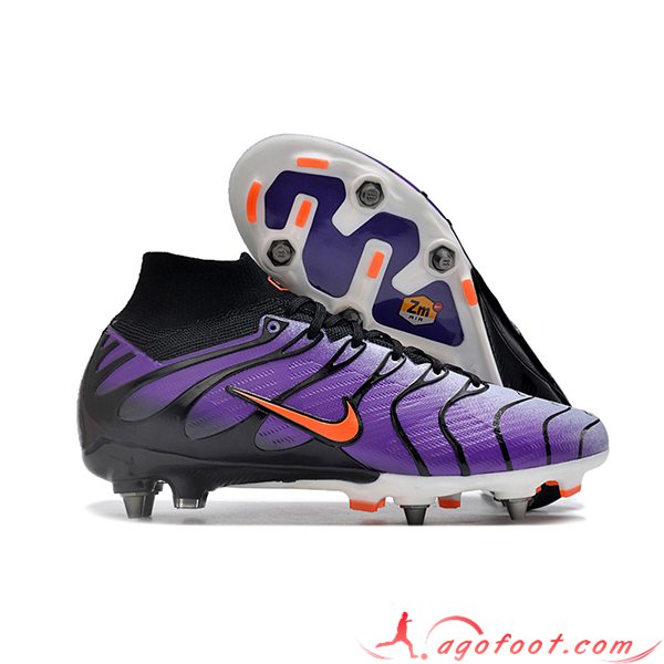 Nike Chaussures de Foot Air Zoom Mercurial Superfly IX Elite SG Pourpre/Noir -02