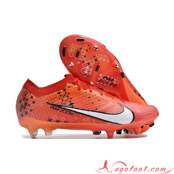Nike Chaussures de Foot Air Zoom Mercurial Vapor XV Elite SG Orange/Blanc/Noir