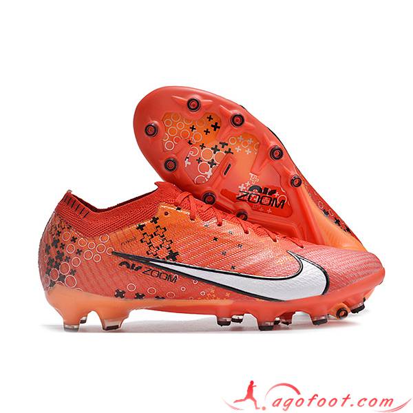 Nike Chaussures de Foot Air Zoom Mercurial Vapor XV Elite AG Orange/Blanc/Noir