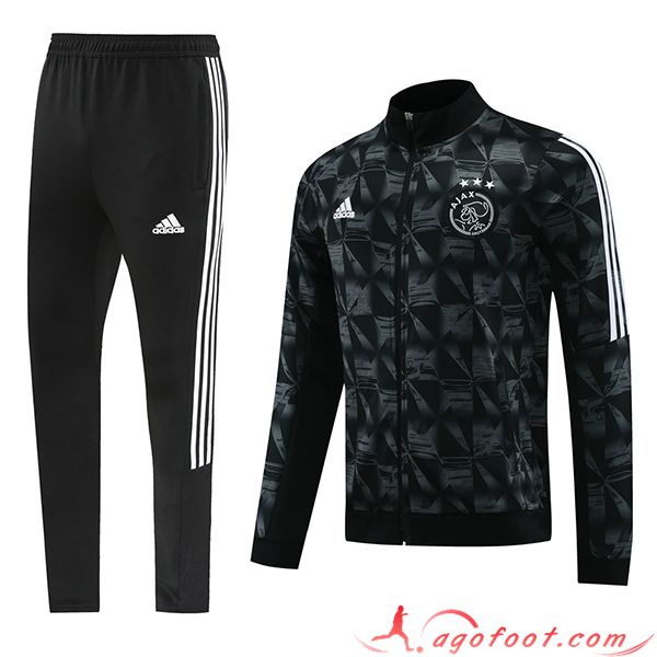 Ensemble Survetement de Foot Veste Foot Ajax Noir/Gris 2023/2024