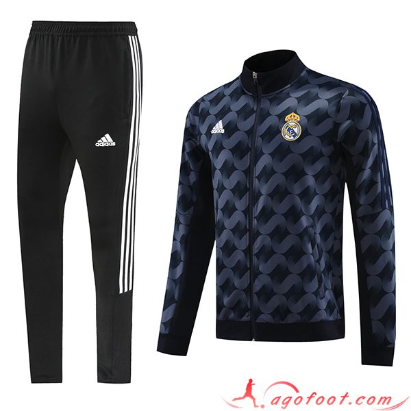 Ensemble Survetement de Foot Veste Foot Real Madrid Noir/Bleu 2023/2024