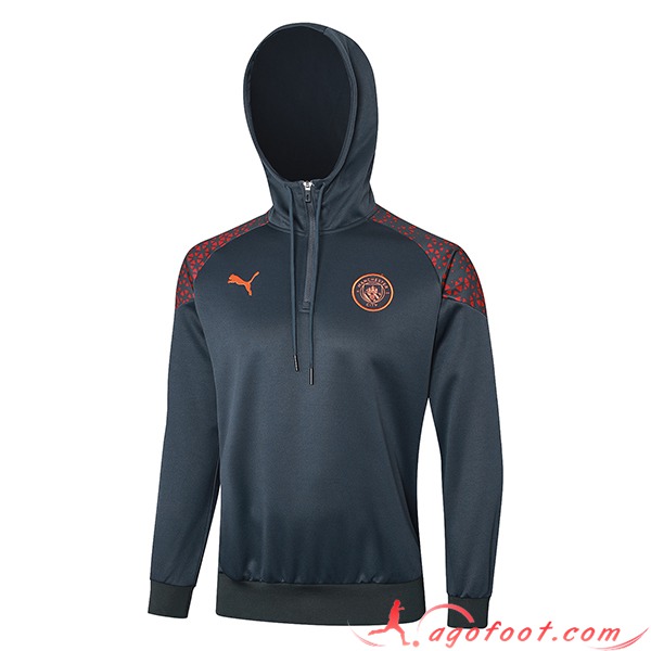 Sweatshirt Training Capuche Manchester City Gris/Rouge 2023/2024
