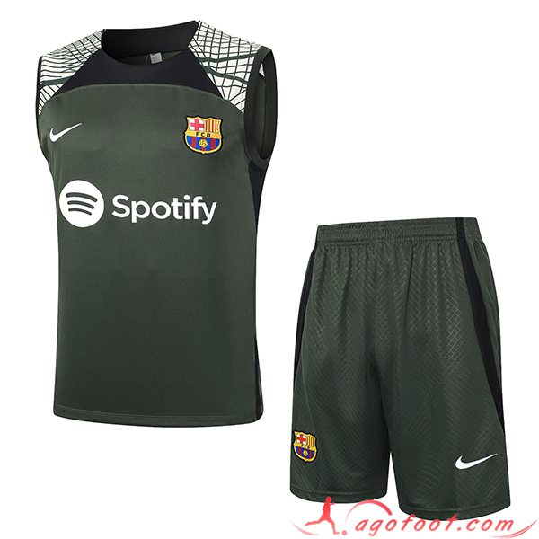 Ensemble Training Debardeur + Shorts FC Barcelone Vert 2023/2024 -04