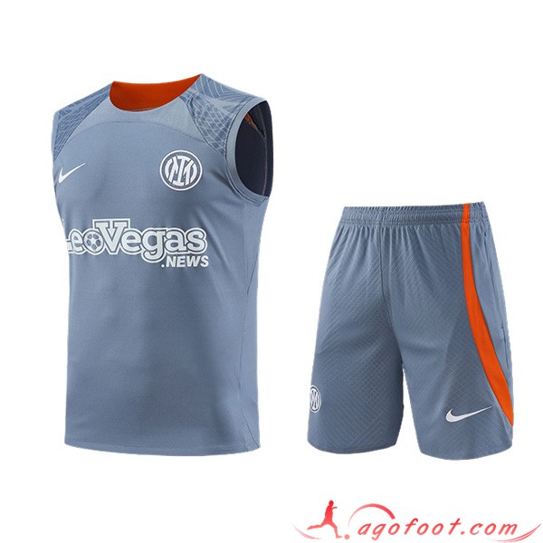 Ensemble Training Debardeur + Shorts Inter Milan Gris/Orange 2023/2024