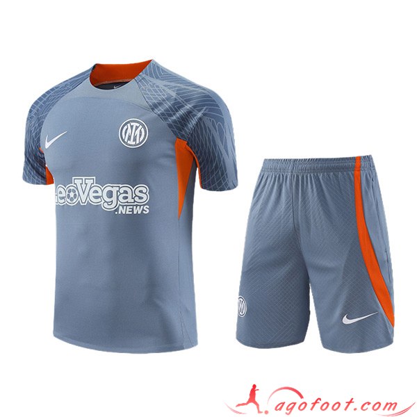 Ensemble Training T-Shirts + Shorts Inter Milan Gris/Orange 2023/2024
