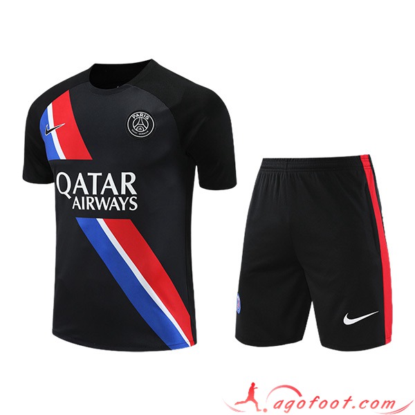 Ensemble Training T-Shirts + Shorts PSG Noir/Rouge/Bleu 2023/2024