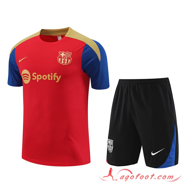 Ensemble Training T-Shirts + Shorts FC Barcelone Rouge/Jaune/Bleu/Noir 2023/2024