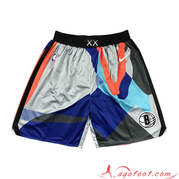 Shorts NBA Brooklyn Nets 2023/24 Noir/Gris/Bleu/Rouge