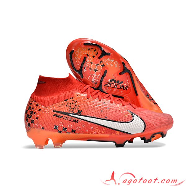 Nike Chaussures de Foot Zoom Superfly 9 MDS Elite FG Orange/Blanc/Noir