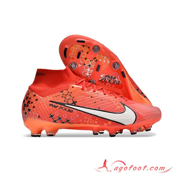 Nike Chaussures de Foot Air Zoom Mercurial Superfly IX Elite SG Orange/Blanc/Noir