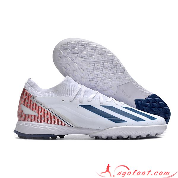 Adidas Chaussures de Foot X CRAZYFAST.3 TF BOOTS Blanc/Bleu/Rouge
