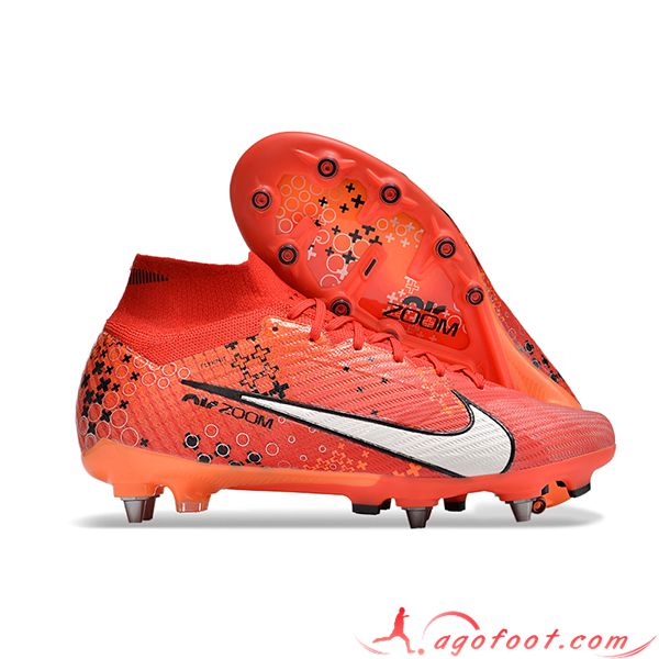 Nike Chaussures de Foot Air Zoom Mercurial Superfly IX Elite AG Orange/Blanc/Noir -02
