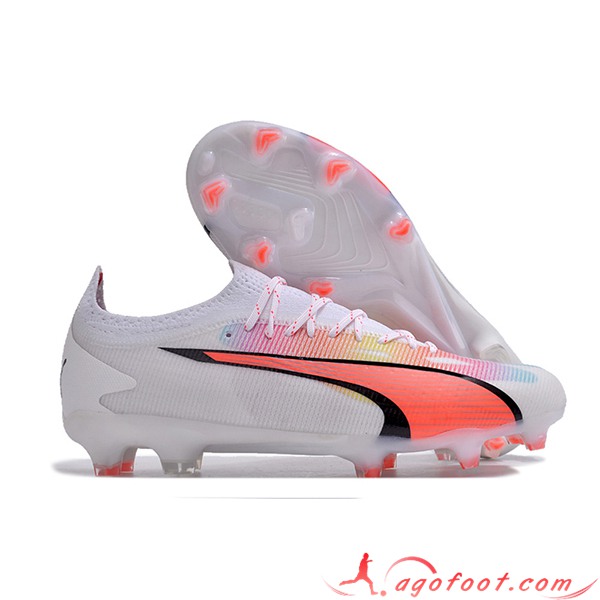 PUMA Chaussures de Foot Ultra Ultimate FG Blanc/Orange/Noir