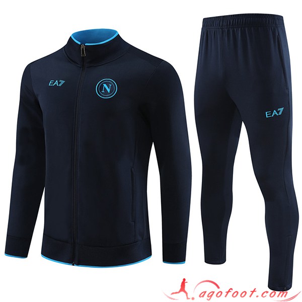 Ensemble Survetement de Foot Veste Foot SSC Naples Noir/Bleu 2023/2024