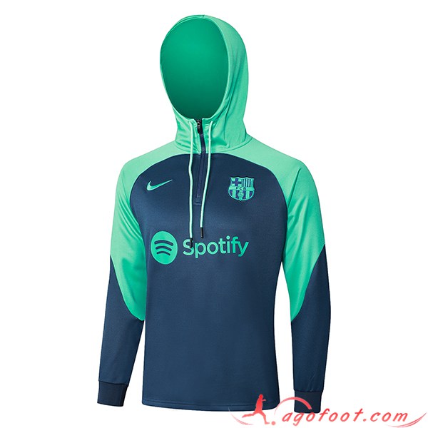 Sweatshirt Training Capuche FC Barcelone Bleu/Vert 2023/2024