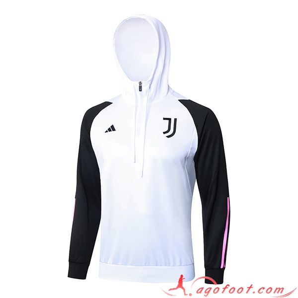 Sweatshirt Training Capuche Juventus Blanc/Noir/Rose 2023/2024