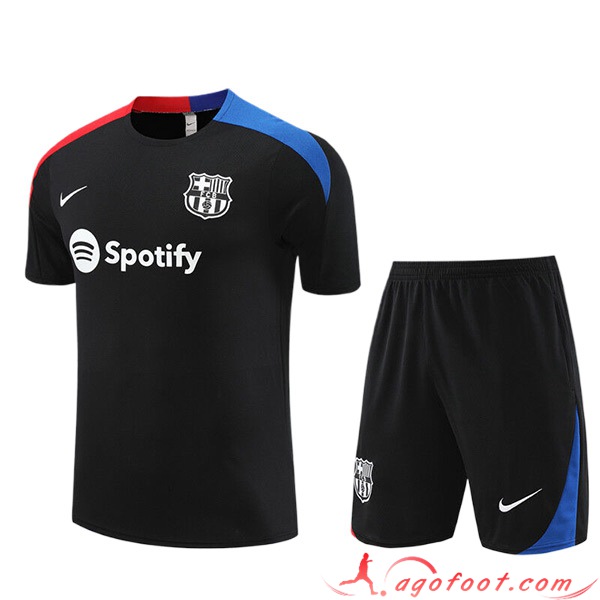 Ensemble Training T-Shirts + Shorts FC Barcelone Enfant Noir/Rouge/Bleu 2023/2024