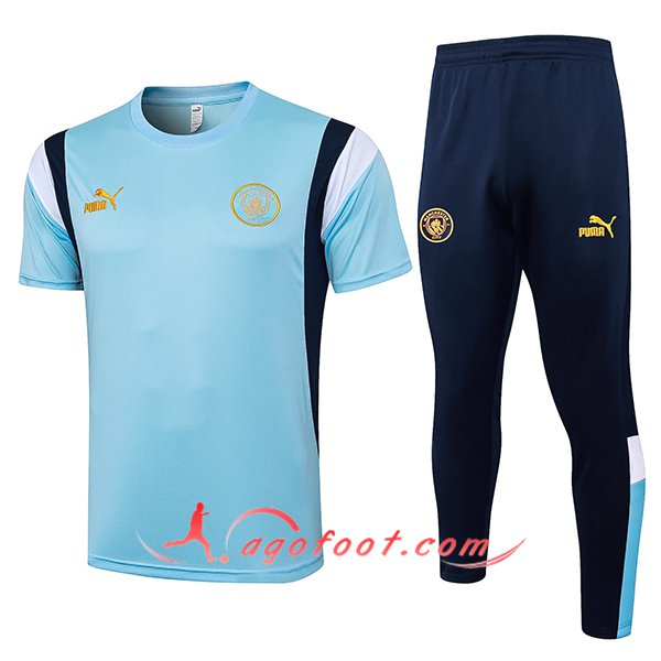 Ensemble Polo Foot Manchester City Bleu/Noir 2023/2024