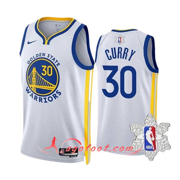 Maillot Golden State Warriors (CURRY #30) 2023/24 Blanc/Bleu/Jaune