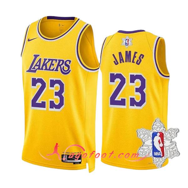 Maillot Los Angeles Lakers (JAMES #23) 2023/24 Jaune/Pourpre -02