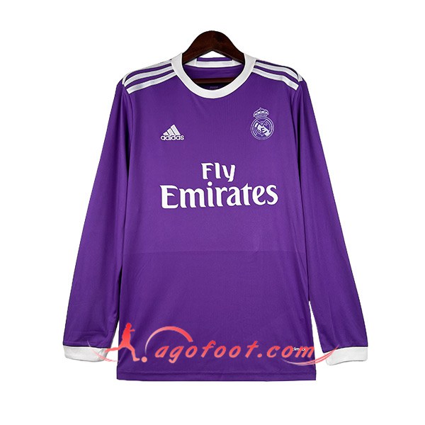 Maillot de Foot Real Madrid Retro Exterieur Manches Longues 2016/2017