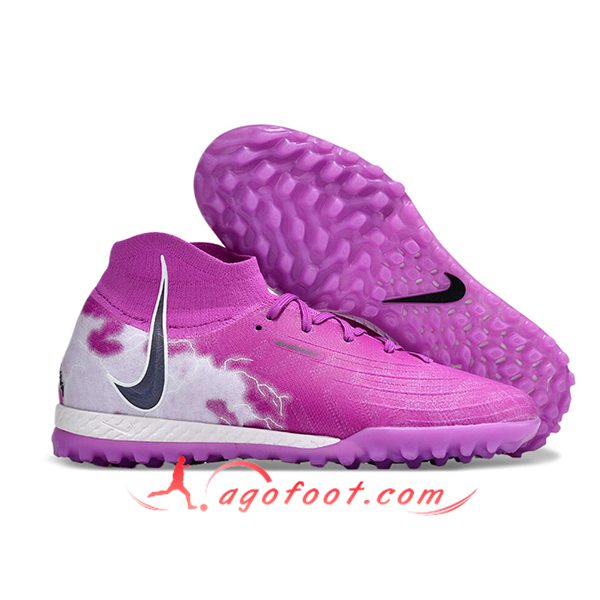 Nike Chaussures de Foot Phantom Luna Elite NU TF Pourpre/Blanc