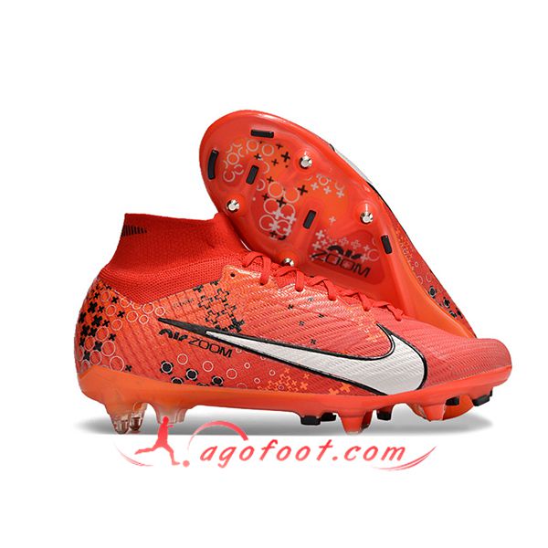 Nike Chaussures de Foot Air Zoom Mercurial Superfly IX Elite SG Rouge/Blanc/Noir