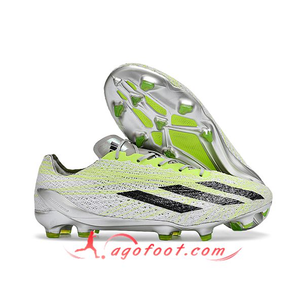 Adidas Chaussures de Foot CRAZYFAST STRUNG+ FG BOOTS Gris/Blanc/Vert