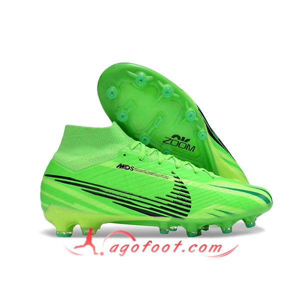 Nike Chaussures de Foot Air Zoom Mercurial Superfly IX Elite AG Vert/Noir