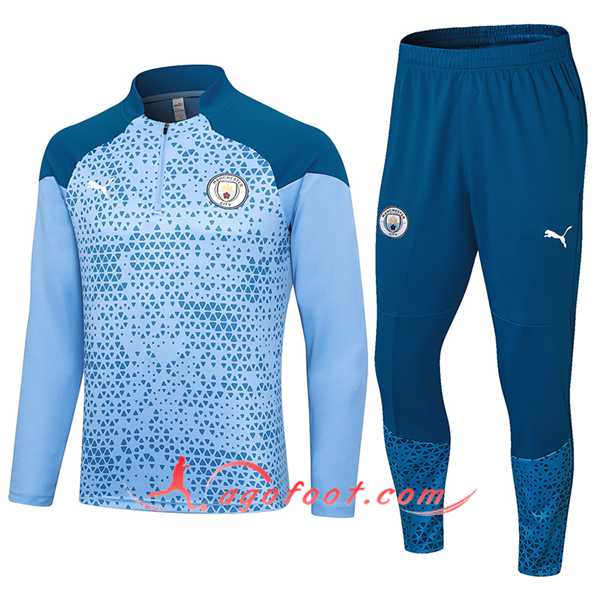 Ensemble Survetement de Foot Manchester City Bleu Clair 2023/2024 -08