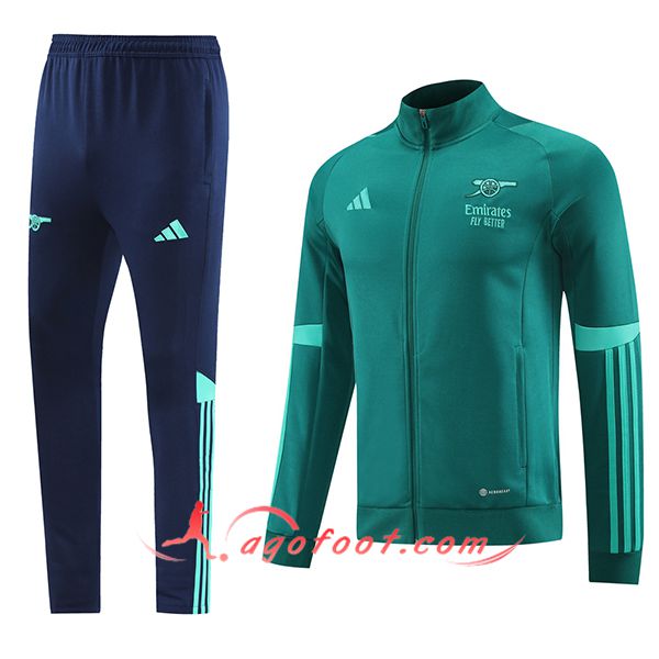 Ensemble Survetement de Foot Veste Foot Arsenal Vert/Bleu 2023/2024