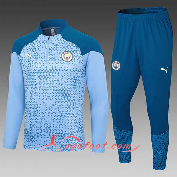 Ensemble Survetement de Foot Manchester City Enfant Bleu Clair 2023/2024 -03