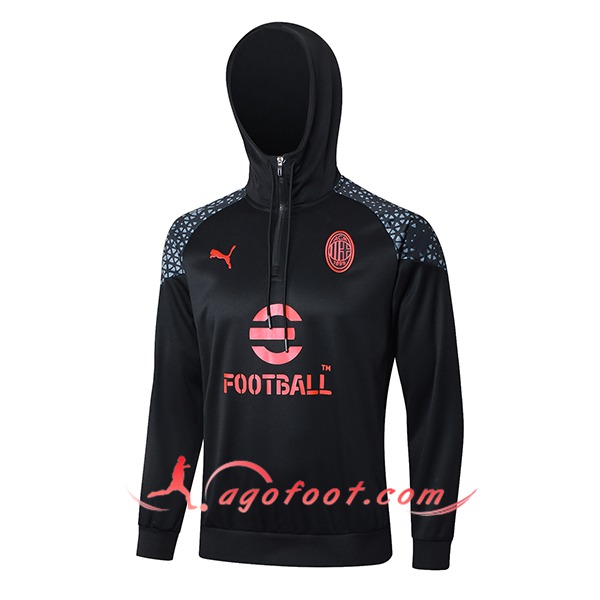 Sweatshirt Training Capuche Milan AC Noir/Rouge 2023/2024
