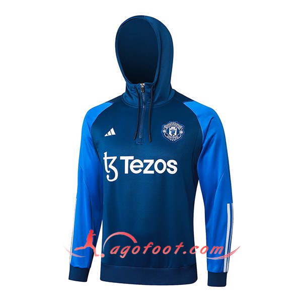 Sweatshirt Training Capuche Manchester United Bleu 2023/2024