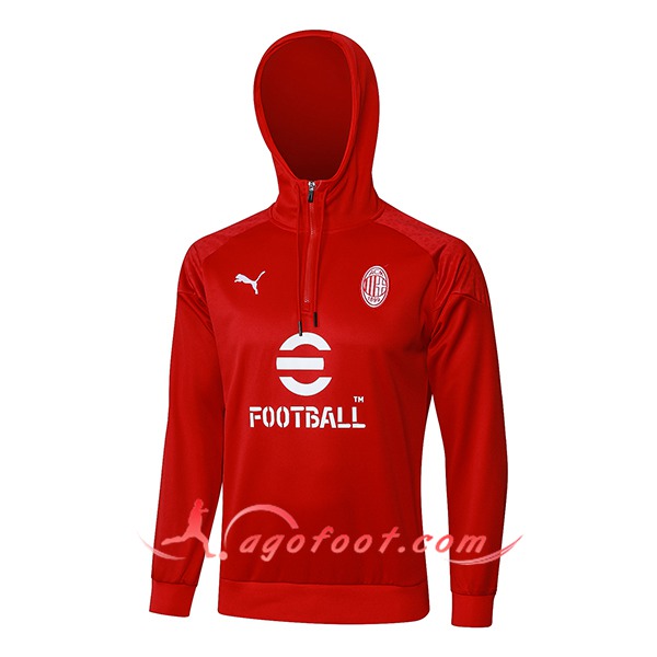 Sweatshirt Training Capuche Milan AC Rouge/Blanc 2023/2024