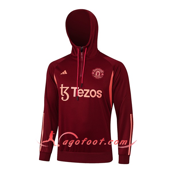 Sweatshirt Training Capuche Manchester United Rouge/Orange 2023/2024