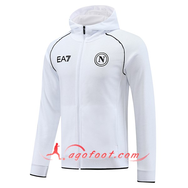 Veste A Capuche FC SSC Naples Blanc/Noir 2023/2024