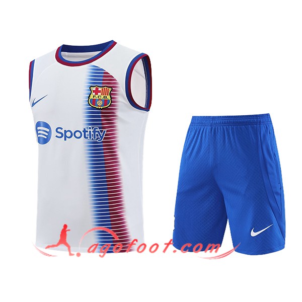 Ensemble Training Debardeur + Shorts FC Barcelone Blanc/Bleu 2024/2025