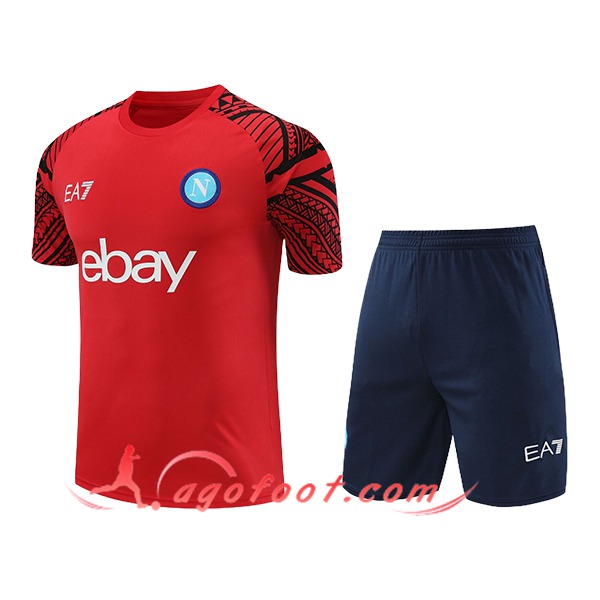 Ensemble Training T-Shirts + Shorts SSC Naples Rouge/Bleu 2024/2025