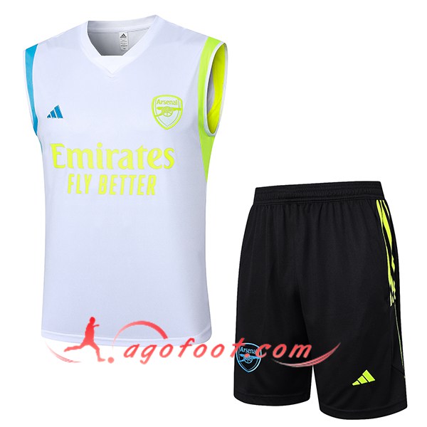 Ensemble Training Debardeur + Shorts Arsenal Blanc/Noir 2024/2025