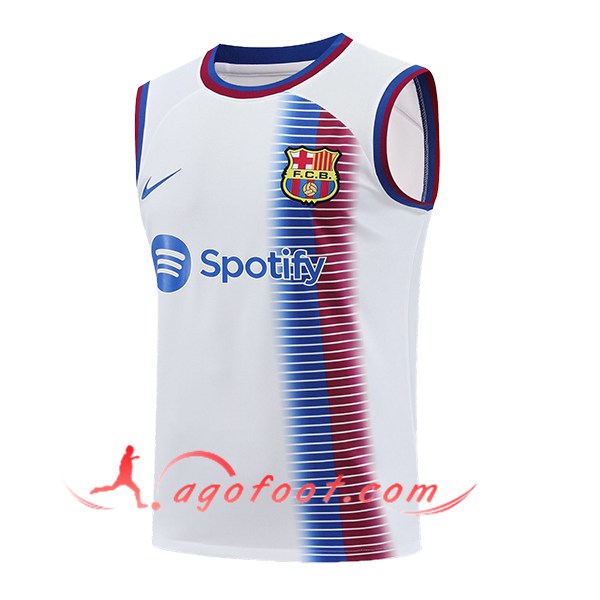 Training Debardeur FC Barcelone Blanc/Bleu 2024/2025