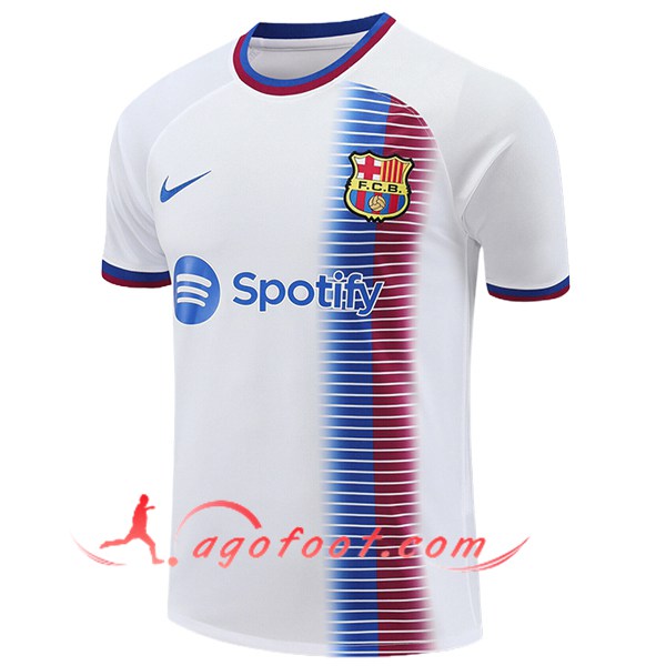 Training T-Shirts FC Barcelone Blanc/Bleu 2024/2025