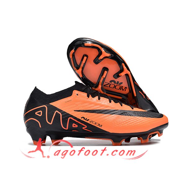 Nike Chaussures de Foot AIR Zoom Mercurial Vapor 15 Elite XXV FG NU Noir/Orange